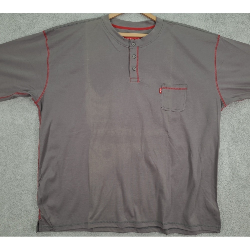 Portwest Bizflame Knit FR02 Henley T-Shirt Grey Red Stitch FR Safety Men 5XL NEW